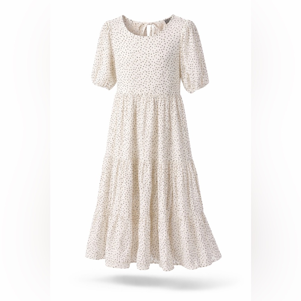 Audrey 3+1 White Midi Dress with Floral Print